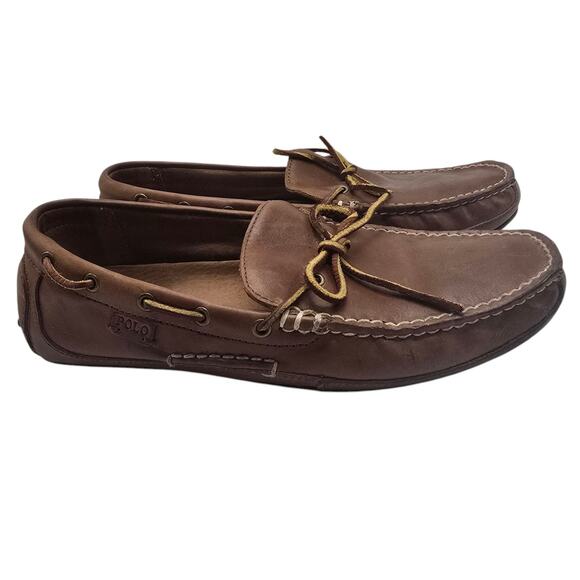 Polo Ralph Lauren Wynding Drivers Moccasin Leather‎ Loafers Brown Mens Size 9.5D - Picture 1 of 7